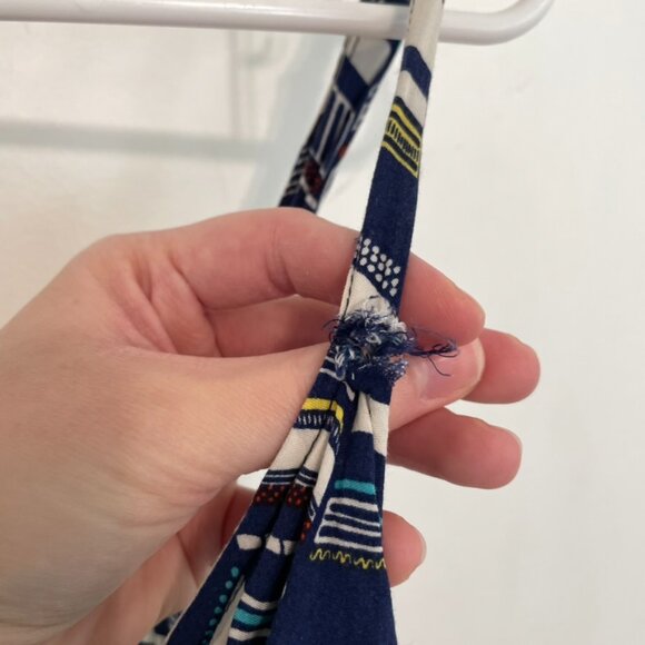 TORRID 3 Plus Size Chevron Print Challis Ruffle Babydoll Top Blue White Boho 3X - Picture 8 of 16